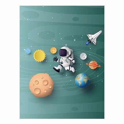 Explore the Universe with Cartoon Rocket Astronaut Art Poster