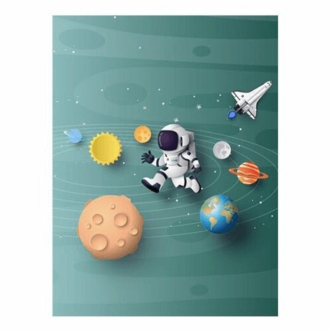 Explore the Universe with Cartoon Rocket Astronaut Art Poster