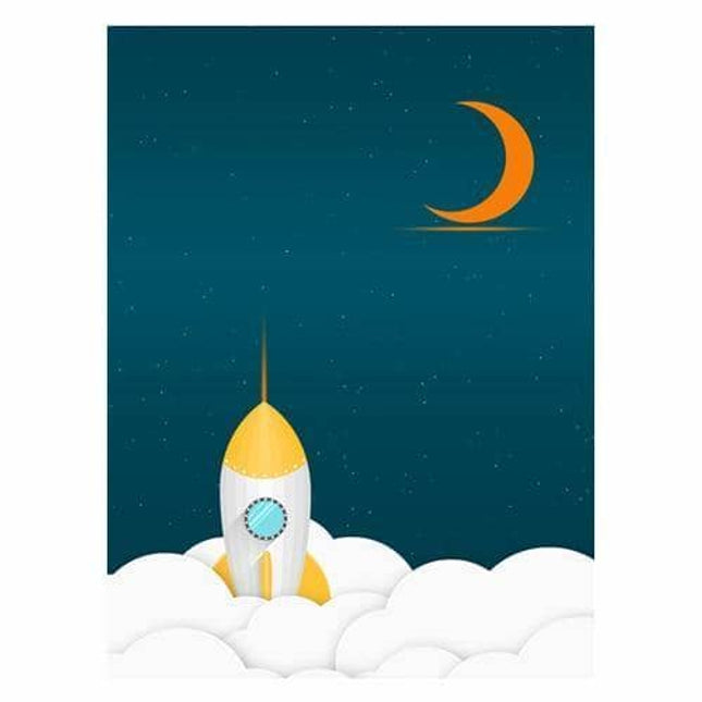 Explore the Universe with Cartoon Rocket Astronaut Art Poster