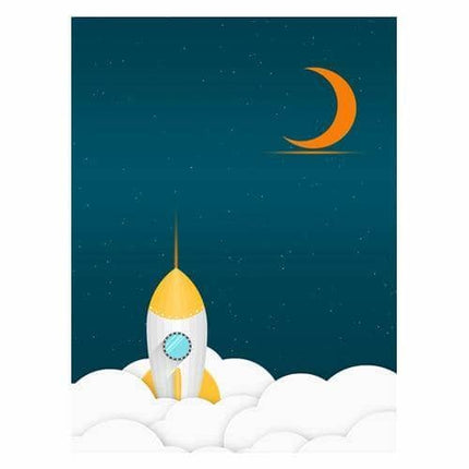 Explore the Universe with Cartoon Rocket Astronaut Art Poster