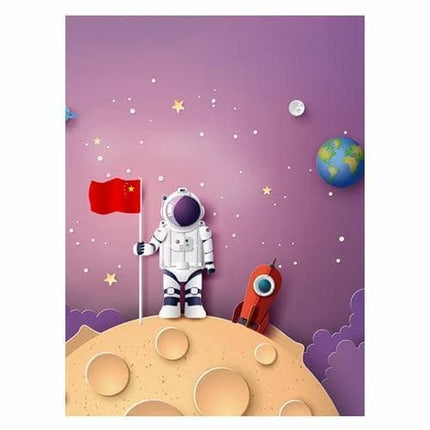 Explore the Universe with Cartoon Rocket Astronaut Art Poster