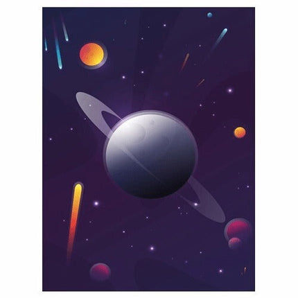 Explore the Universe with Cartoon Rocket Astronaut Art Poster