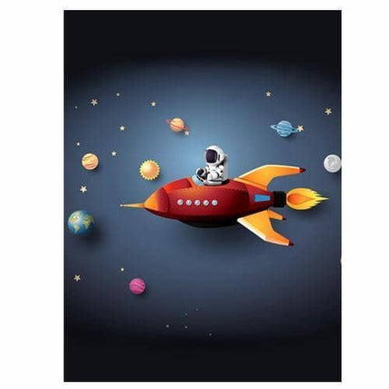 Explore the Universe with Cartoon Rocket Astronaut Art Poster