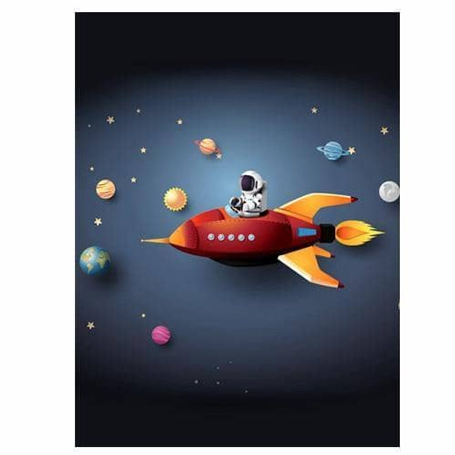 Explore the Universe with Cartoon Rocket Astronaut Art Poster