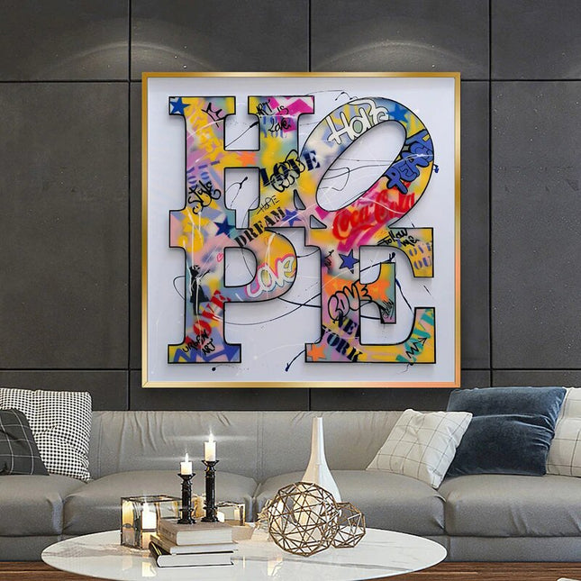 Expressive Positivity: Graffiti H O P E Canvas Poster Wall Poster