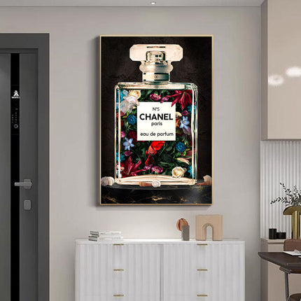 Exquisite Floral Harmony: Chanel Paris No. 5 Flower Perfume Print Wall Poster