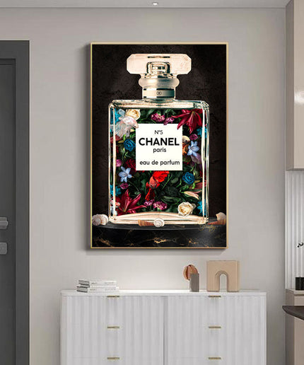 Exquisite Floral Harmony: Chanel Paris No. 5 Flower Perfume Print Wall Poster