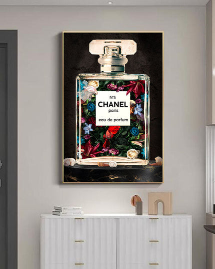 Exquisite Floral Harmony: Chanel Paris No. 5 Flower Perfume Print Wall Poster