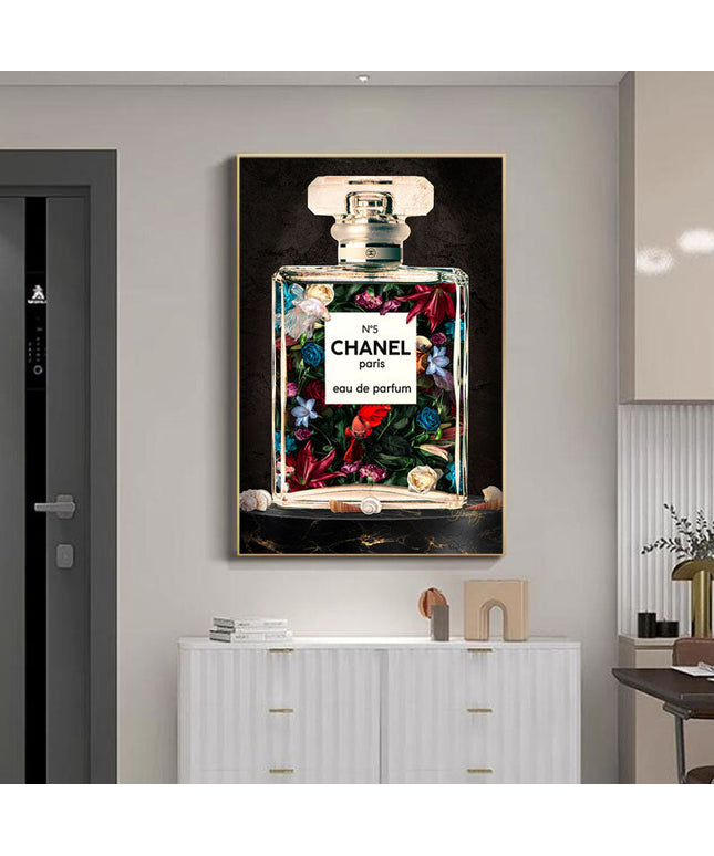 Exquisite Floral Harmony: Chanel Paris No. 5 Flower Perfume Print Wall Poster