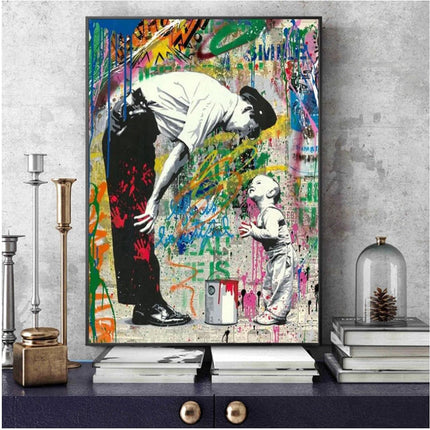 Father and Son: Grown Up Banksy Inspired Print Wall Poster