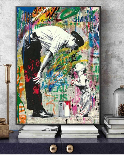 Father and Son: Grown Up Banksy Inspired Print Wall Poster