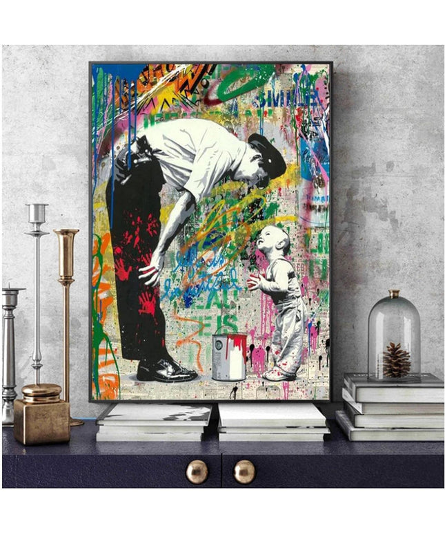 Father and Son: Grown Up Banksy Inspired Print Wall Poster