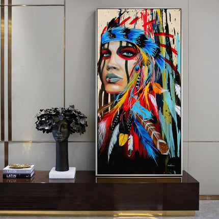 Feathered Women Canvas Print Wall Poster