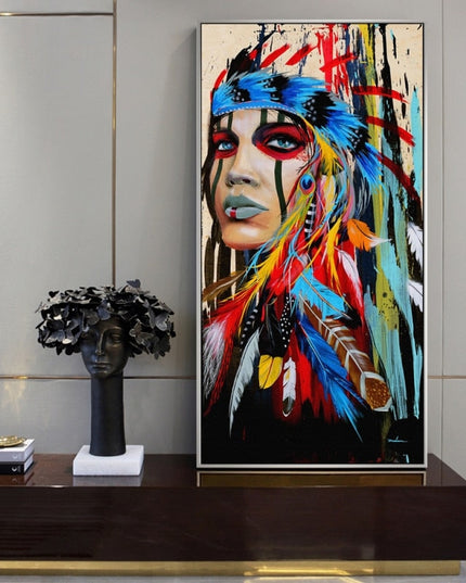 Feathered Women Canvas Print Wall Poster
