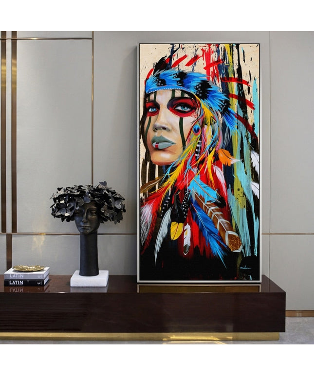 Feathered Women Canvas Print Wall Poster