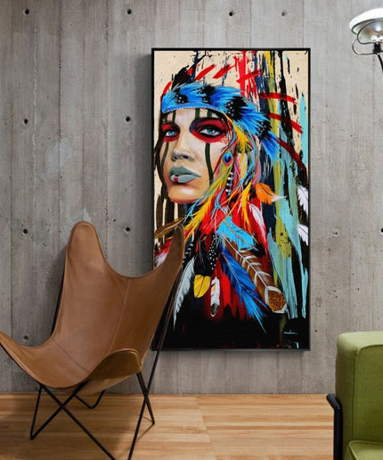 Feathered Women Canvas Print Wall Poster