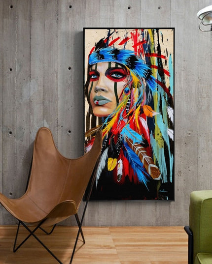 Feathered Women Canvas Print Wall Poster
