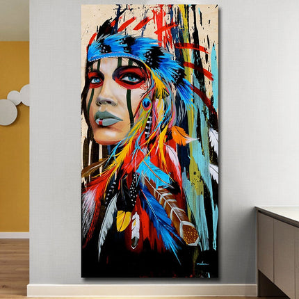 Feathered Women Canvas Print Wall Poster