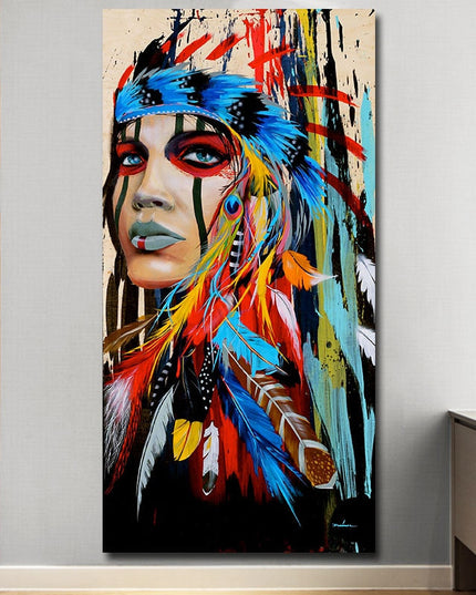 Feathered Women Canvas Print Wall Poster