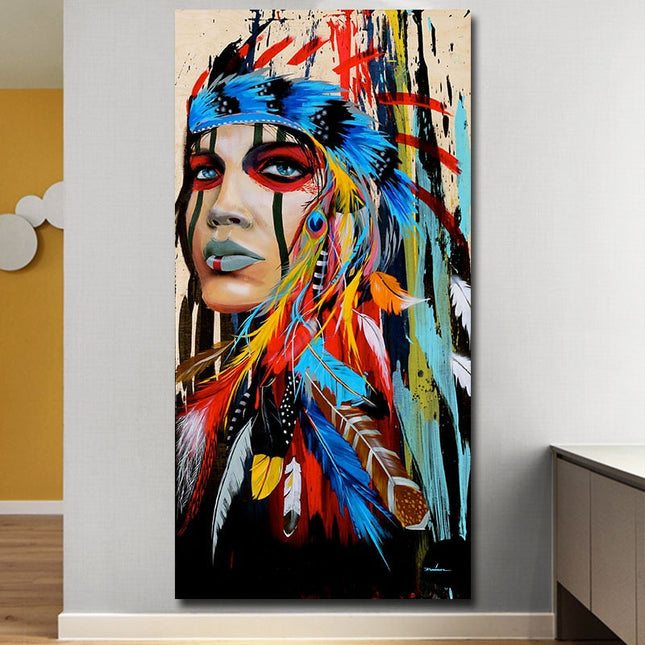 Feathered Women Canvas Print Wall Poster