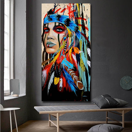 Feathered Women Canvas Print Wall Poster