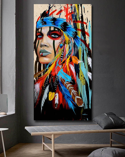 Feathered Women Canvas Print Wall Poster