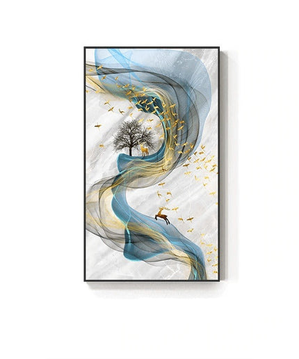 Fortune Golden Deer Poster - Limited Edition Canvas Artwork