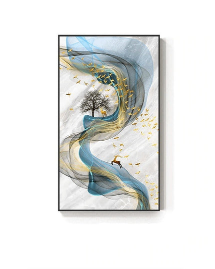Fortune Golden Deer Poster - Limited Edition Canvas Artwork