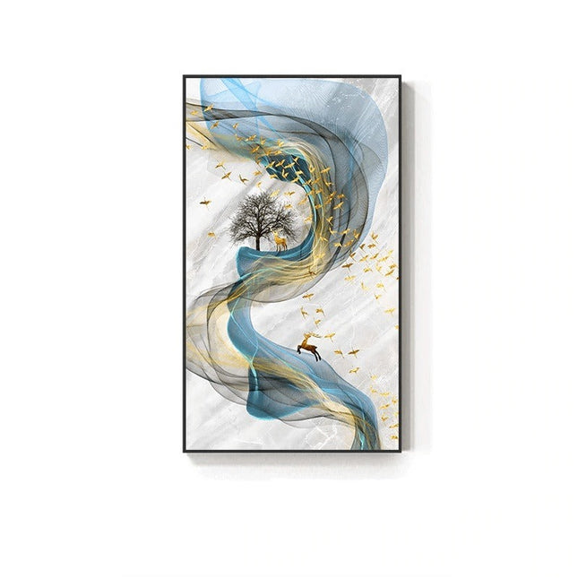 Fortune Golden Deer Poster - Limited Edition Canvas Artwork