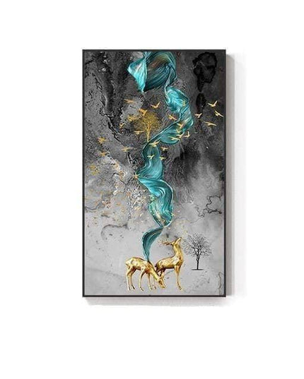 Fortune Golden Deer Poster - Limited Edition Canvas Artwork