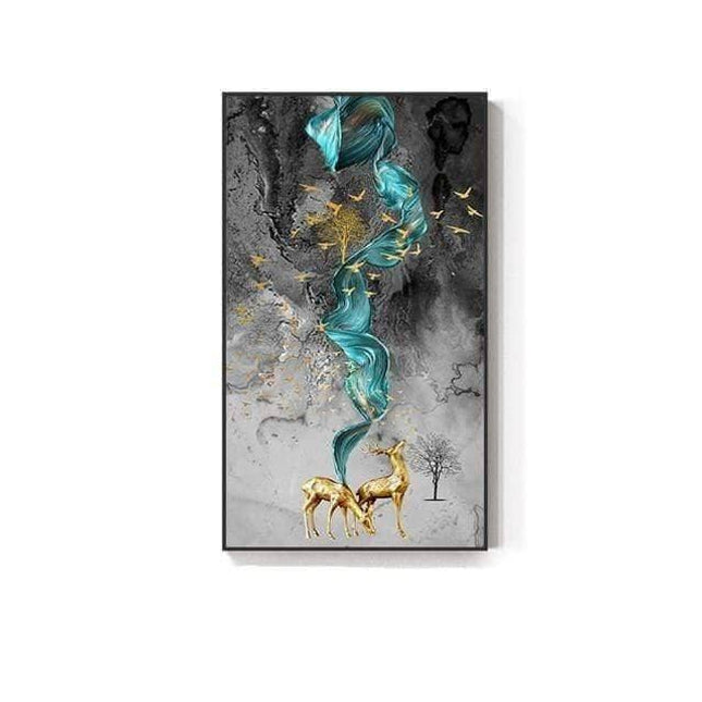 Fortune Golden Deer Poster - Limited Edition Canvas Artwork