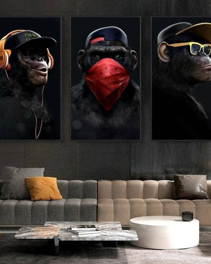 Funny Headphone Gorilla Canvas Poster