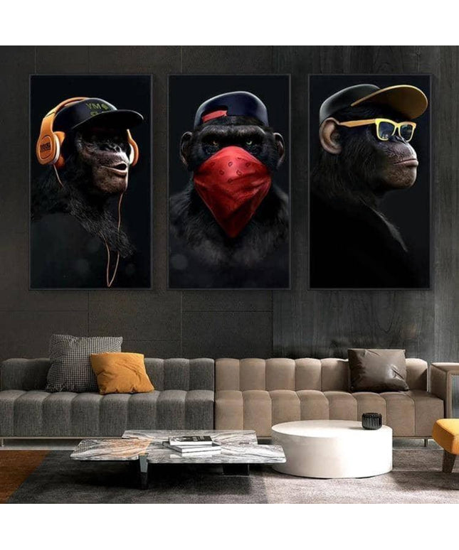 Funny Headphone Gorilla Canvas Poster