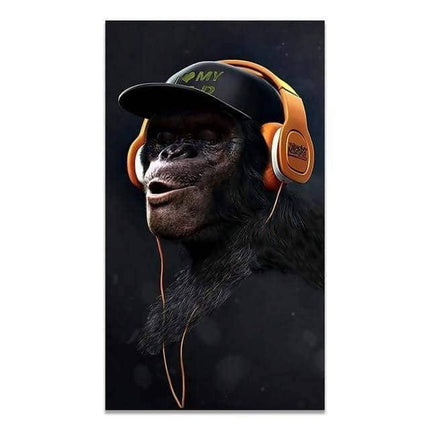 Funny Headphone Gorilla Canvas Poster