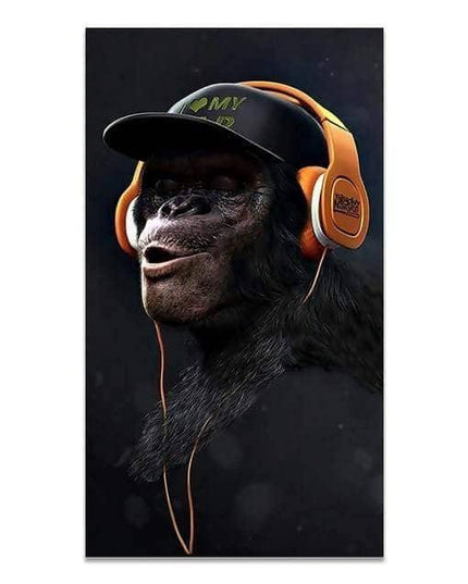 Funny Headphone Gorilla Canvas Poster