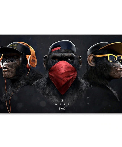 Funny Headphone Gorilla Canvas Poster