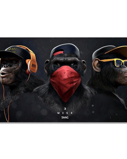 Funny Headphone Gorilla Canvas Poster