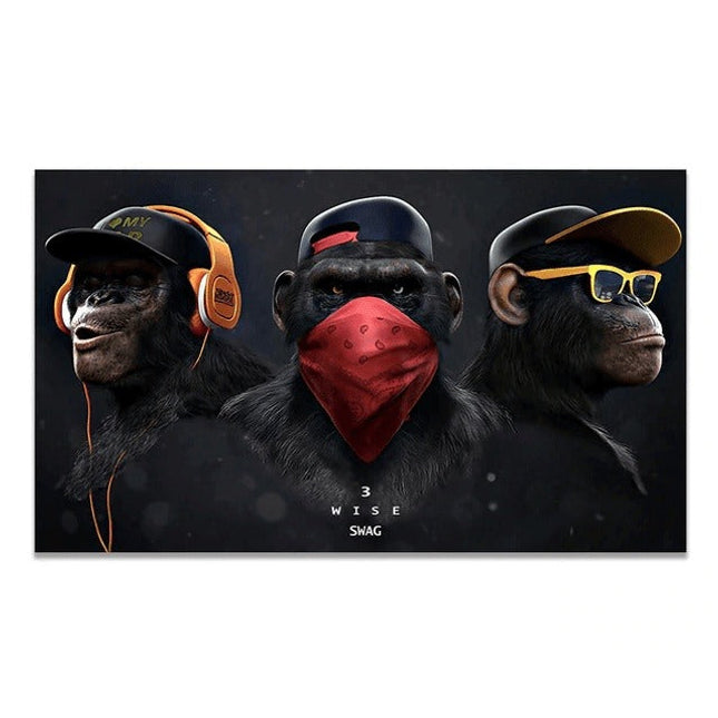 Funny Headphone Gorilla Canvas Poster