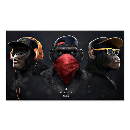 Funny Headphone Gorilla Canvas Poster