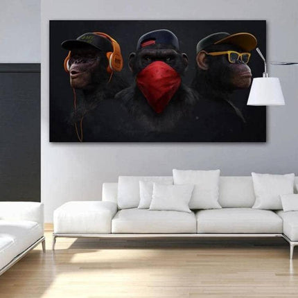 Funny Headphone Gorilla Canvas Poster