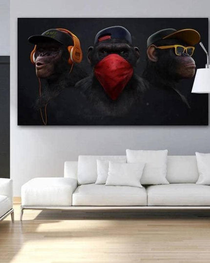 Funny Headphone Gorilla Canvas Poster