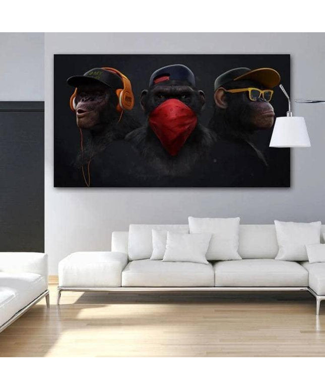 Funny Headphone Gorilla Canvas Poster