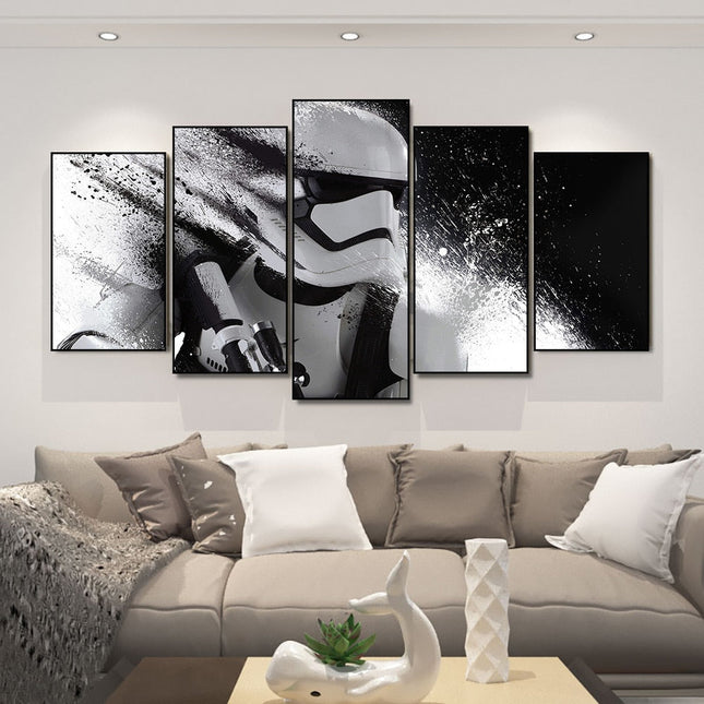 Galactic Clash: Star Wars Movie Stormtrooper & Jedi Knight Canvas Poster 