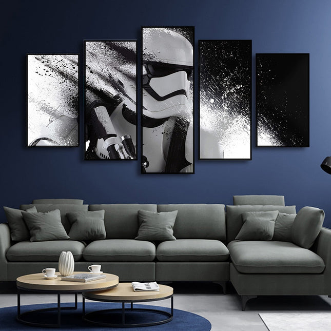 Galactic Clash: Star Wars Movie Stormtrooper & Jedi Knight Canvas Poster 