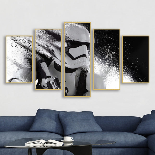 Galactic Clash: Star Wars Movie Stormtrooper & Jedi Knight Canvas Poster 