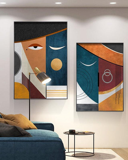 Geometric Funny Face Wall Art: Playful and Whimsical Canvas Print