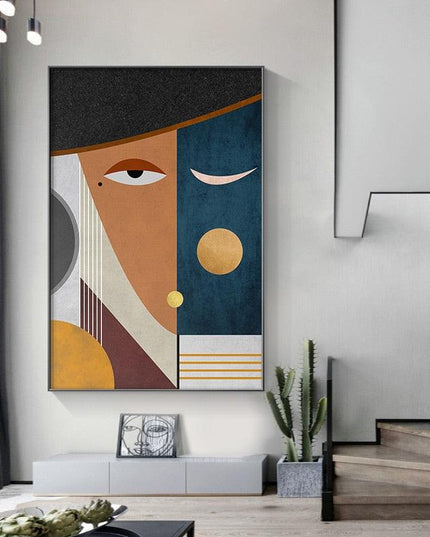 Geometric Funny Face Wall Art: Playful and Whimsical Canvas Print