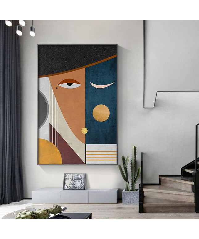 Geometric Funny Face Wall Art: Playful and Whimsical Canvas Print