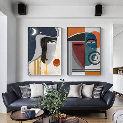 Geometric Funny Face Wall Art: Playful and Whimsical Canvas Print