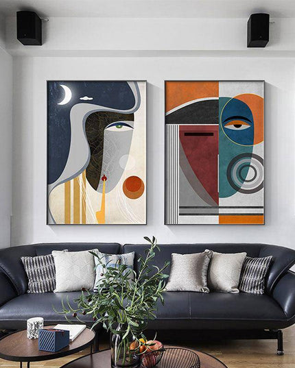 Geometric Funny Face Wall Art: Playful and Whimsical Canvas Print